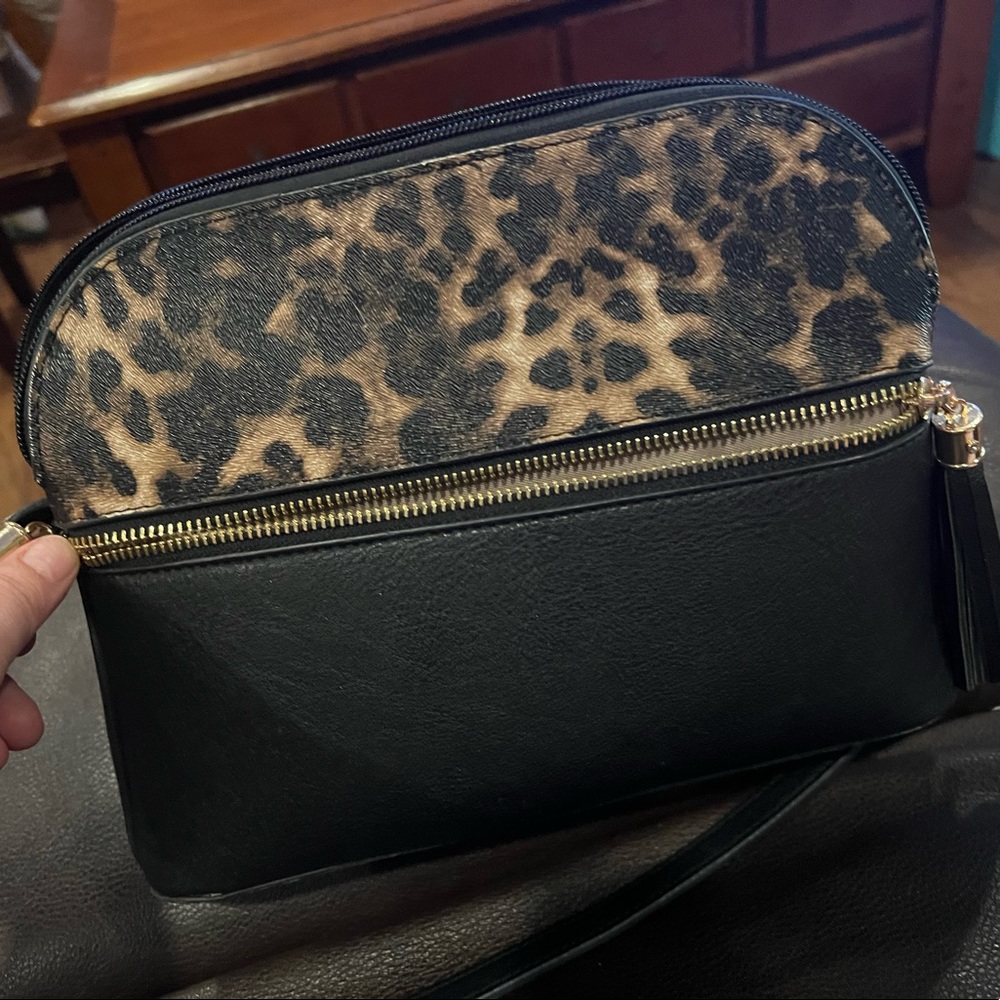 Leopard and Black Crossbody